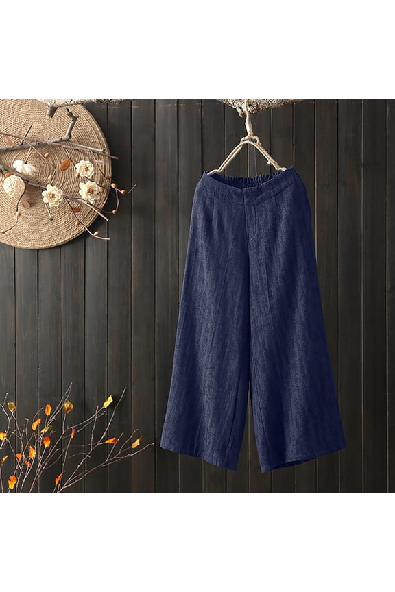Cropped Pants Women Pants For Women Carpenter High Waist Rise Short Flare-Leg Navy S