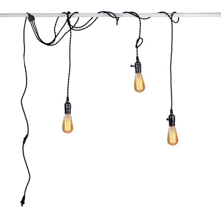3 Light Vintage Pendant Kit Plug In Hanging Lighting Fixture 24 5ft Cord Set Triple Socket Chandelier Swag Lights With 4 Hook Sets On Off 3 Light Vintage Pendant Kit Plug In Hanging Lighting Fixture 24 5ft Cord Set Triple Socket Chandelier Swag Lights With 4 Hook Sets On Off
