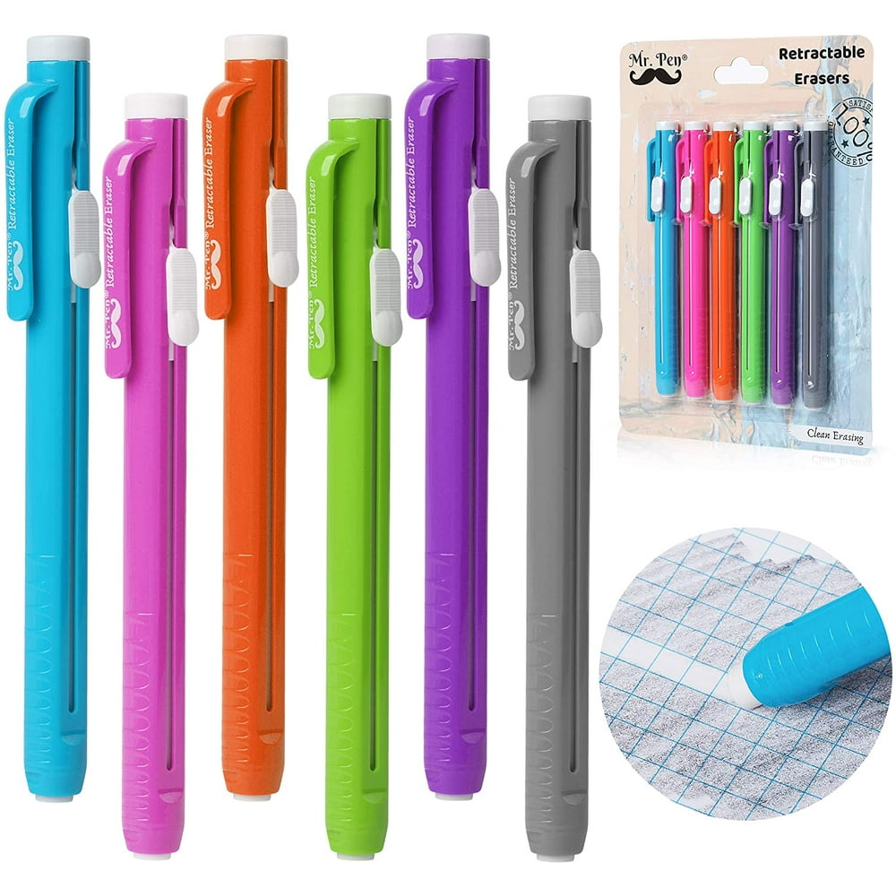 Mr. Pen Eraser Pen, Erasers, Pack of 6, Pencil Eraser, Mechanical