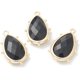 thumbnail image 1 of 1 colgante de obsidiana natural con borde de latón dorado, dije facetado en forma de lágrima para la elaboración de joyas, 1 of 2