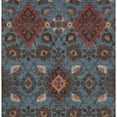thumbnail image 4 of HomeRoots 678844 10 x 14 ft. Denim Blue, Red & Salmon Oriental Washable Machine Made Rectangle Area Rug with UV Protection, 4 of 9