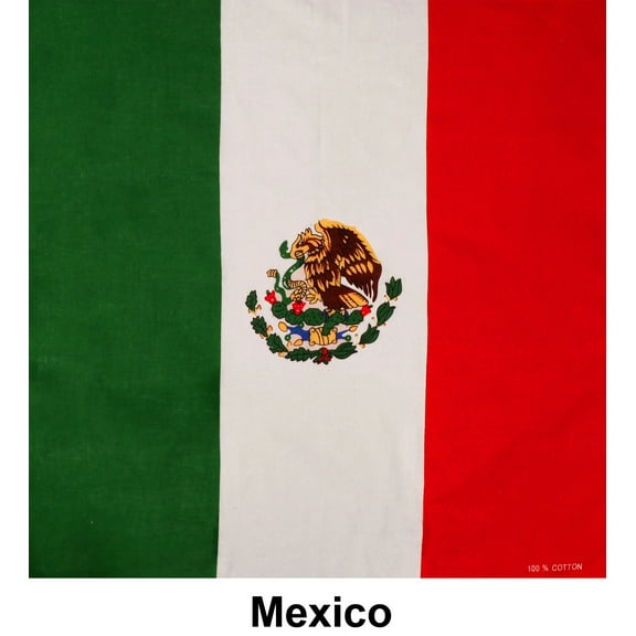Mexico Flag Print Designs Cotton Bandana (22 inches x 22 inches)