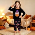 thumbnail image 2 of CAIVO Girls Halloween 2 Piece Pajama Sets Kids Pumpkin Print Long Sleeve O-Neck Tops And Pants Wear Soft Night Holiday Party Loungewear, 2 of 6