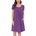 thumbnail image 1 of Vestido de salón para mujeres INSPIRE CHIC, camisones de noche, pijamas de color sólido, con cuello redondo, bata de noche, S púrpura, 1 of 5
