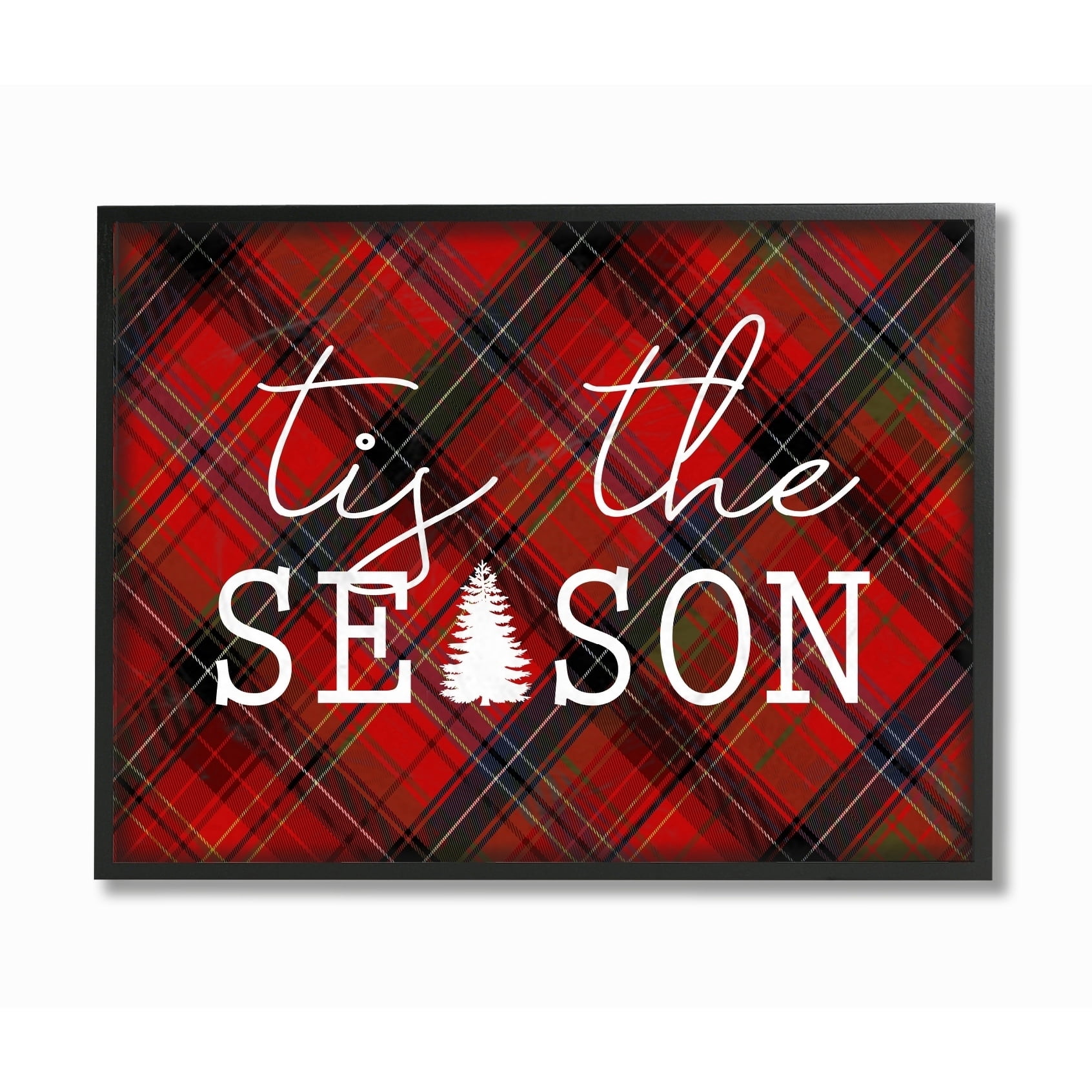 Stupell Tis The Season Plaid Framed Giclee Texture Art 16 x 20