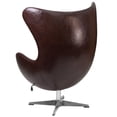 thumbnail image 3 of Brown LeatherSoft Swivel Egg Chair with Tilt-Lock Mechanism, 3 of 4