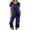 Z001_Blue, variant on 4th of July Pajamas for Women Set Red Blue and White Stars Print Nightwear Set Short Sleeve Shirts and Capri Pant Pjs Set Independece Day 2 Piece Outfits