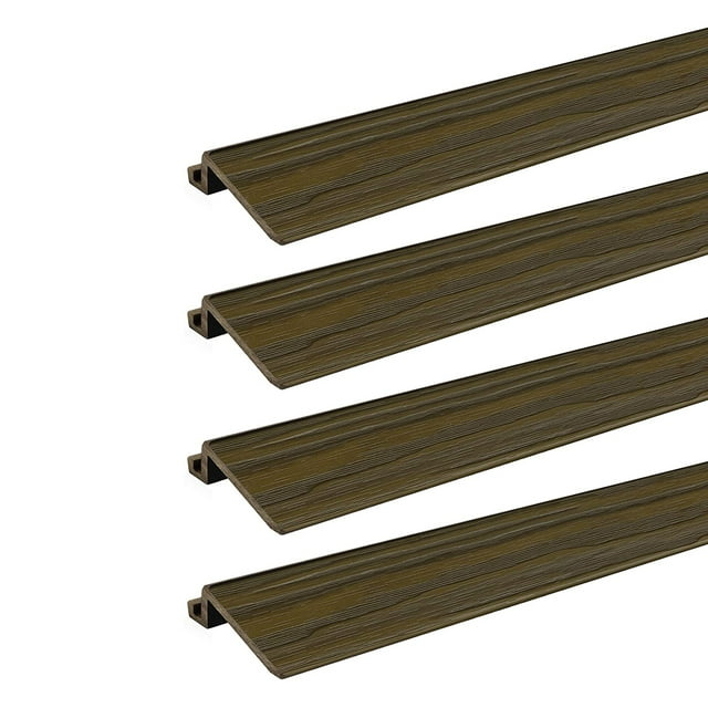 AURA 24 x 3 Inch Polymer Interlocking Deck Trim Transition Piece, Brown (4 Pack)
