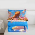 thumbnail image 5 of Erosebridal Rodent Animal Capybara Full Size Comforter Sets,Rustic Flowers Pink Floral Bedding Sets For Girls Kids Reversible 3pcs, 5 of 7