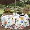 thumbnail image 6 of Round Outdoor Tablecloth with Umbrella Hole and Zipper, Patio Table Cloth with Umbrella Hole Round, Fabric Waterproof Tablecloth for Spring/Summer/Party/Picnic, 60" x 60", Flowers and Birds, 6 of 6