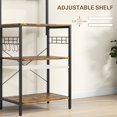 thumbnail image 4 of Rustic Brown Kitchen Baker's Rack with Power Outlet & Adjustable Shelves - Coffee Bar Station for Living Room, Dining & Entryway Storage (53.9" H), 4 of 7