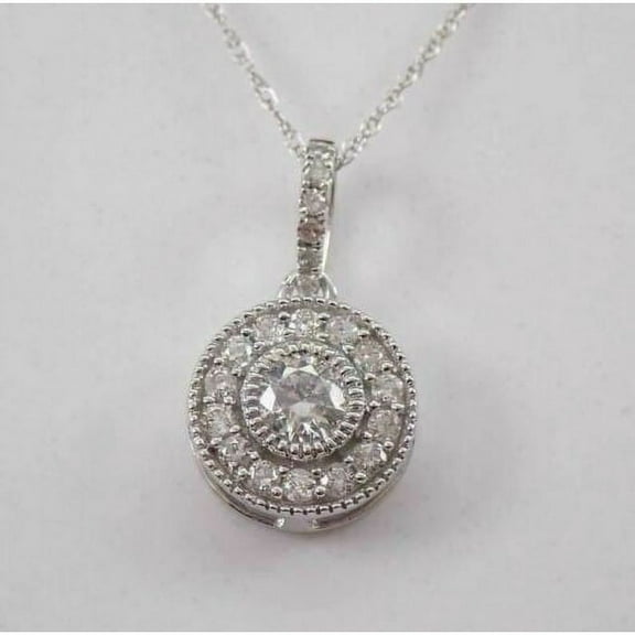 1CT Lab Grown Diamond Round Cut Without Chain Pendant 14K White Gold Fine Jewelry for Women Gifts