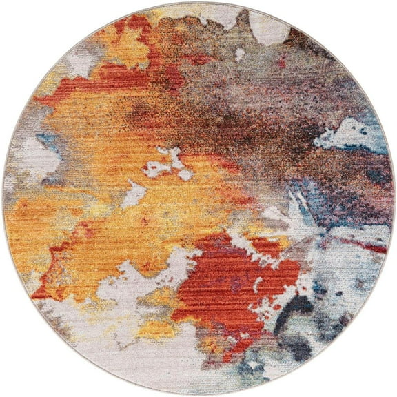 Unique Loom Downtown West Village Area Rug 5' 3" x 5' 3", Round Multi