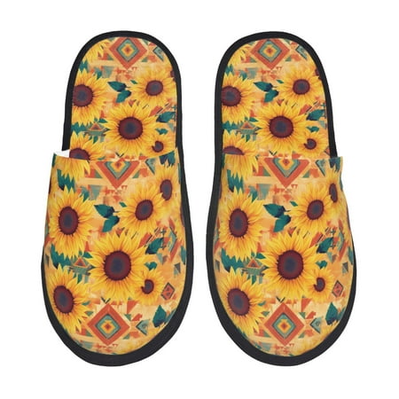 

Pofeuu Bohemian Sunflower Print EVA Fuzzy House super light Slippers Slippers Scuff Outdoor Indoor Warm Cozy Plush Bedroom Shoes Soft Flat Comfy Anti-Slip-Large
