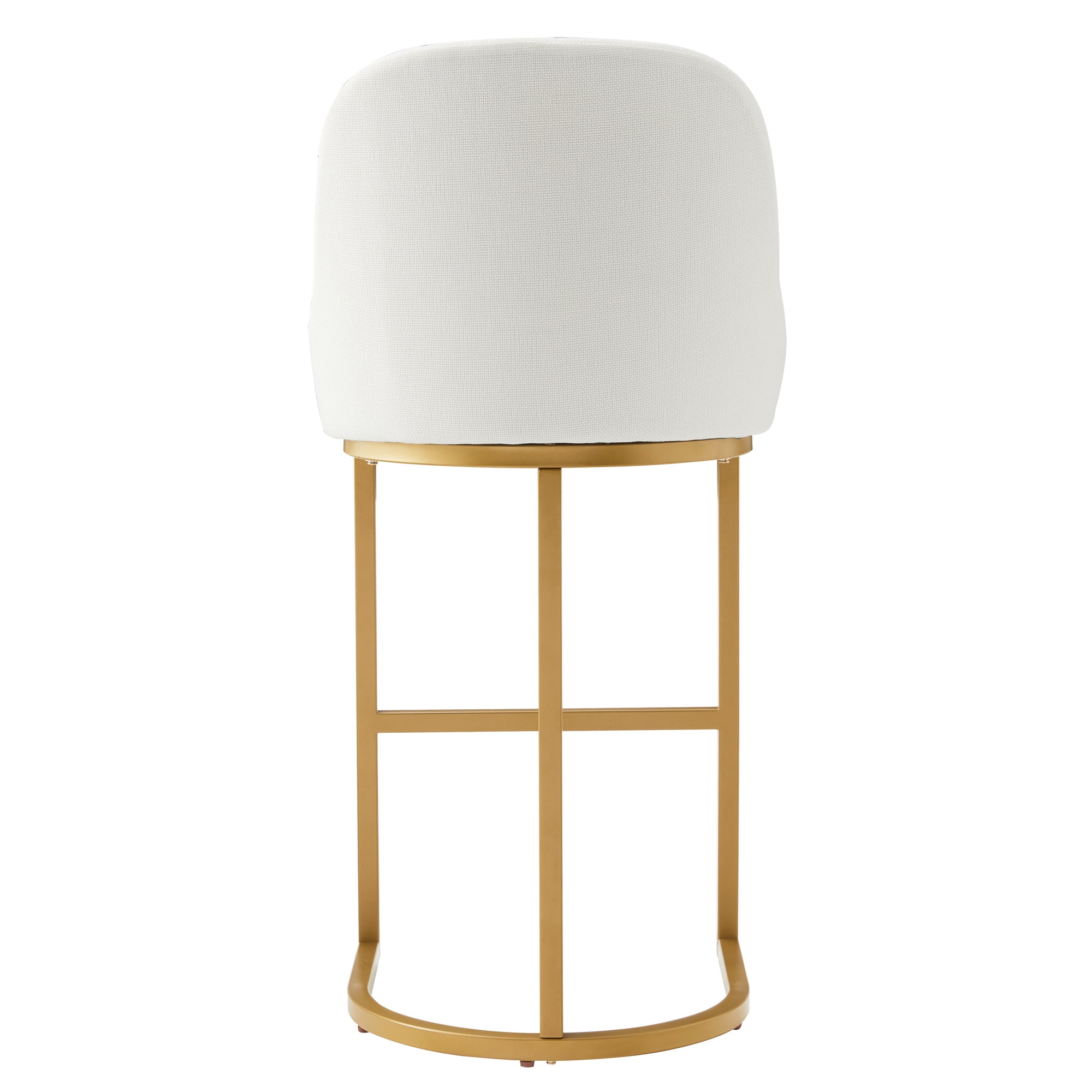 Leick Home Barrel Back Bar Stools with High Density Foam Seat, White/Gold (Set of 2)