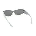 thumbnail image 4 of 80s Robotic Rectangular Rimless Shield Sport Plastic Sunglasses Silver Mirror, 4 of 4