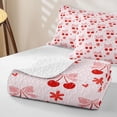 thumbnail image 4 of Erosebridal Kawaii Red Cherry Quilt Full for Girls,Cartoon Floral Bow Knot Full Bedspread Sets Teens, 4 of 7