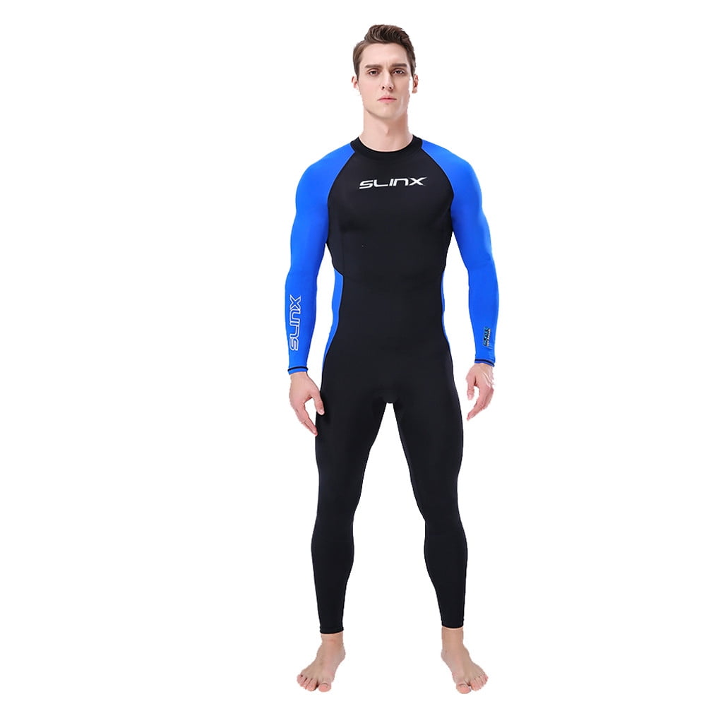 Ultra-thin Wetsuit Full Body Super stretch Diving Suit Swim Surf Snorkeling BLU 