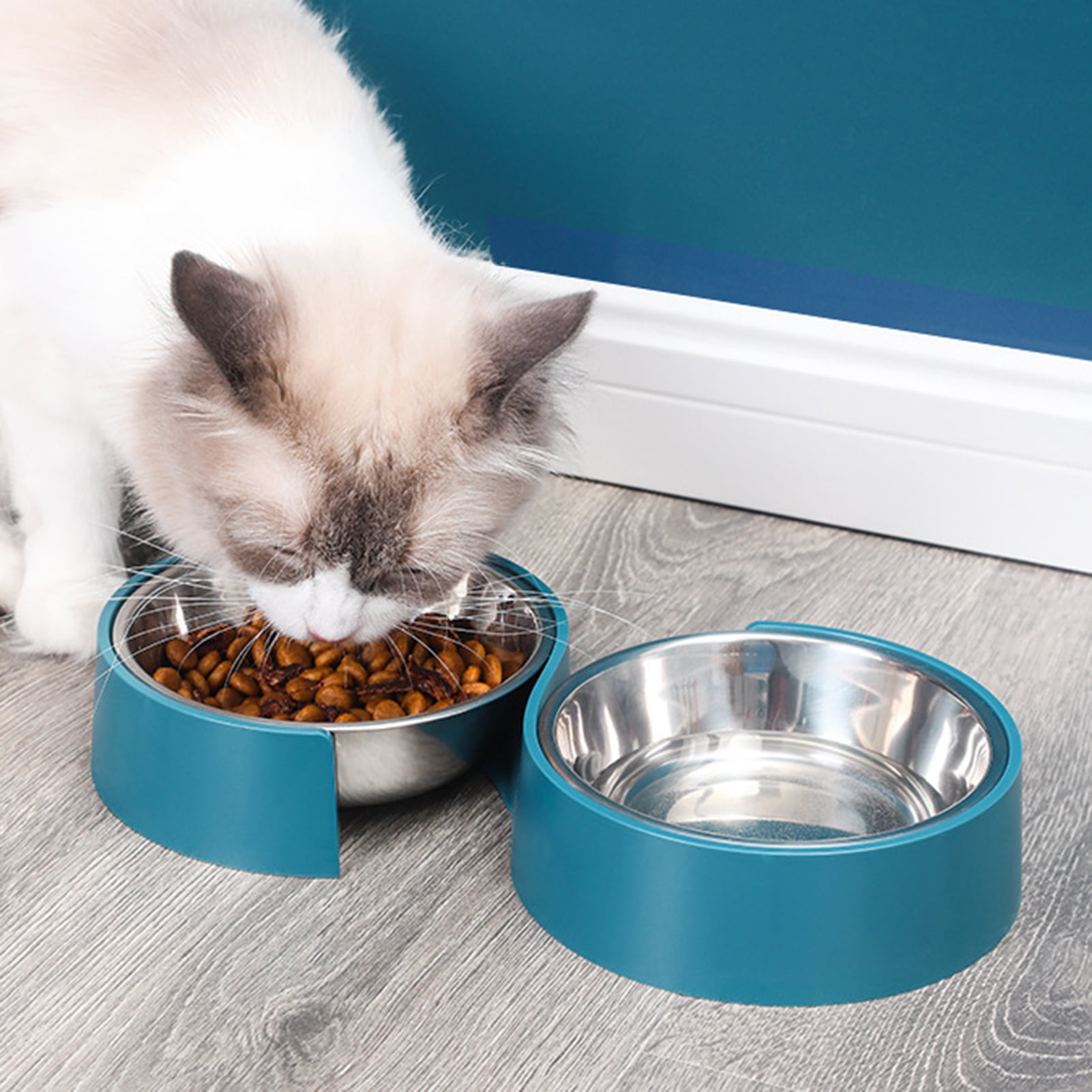 ZIG Cat Puppy Food Water Feeding Double Bowls Non-skid Feeder Pet 