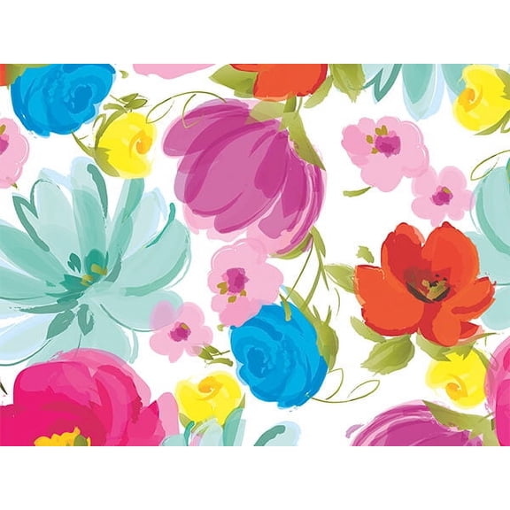 Pack of 1, Painted Garden 24" x 417' Half Ream Roll Gift Wrap For Party, Holiday & Events