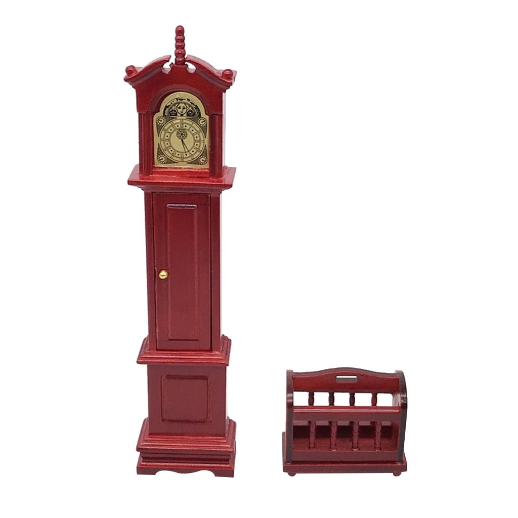 Crystal Cover Retro Small Clock DIY Furniture Dollhouse 1:12 Bedroom Accessoha 