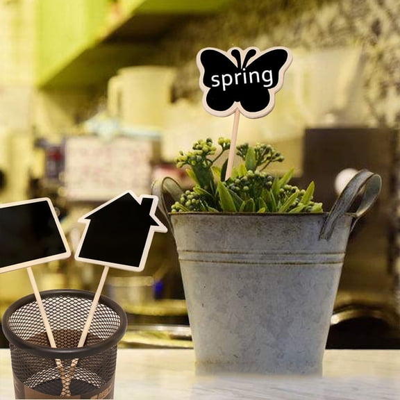 Raindrops 8 Pcs Wooden Mini Blackboard Toppers Creative Chalkboard Signs for Garden Flowers Plants Tags and Potted Markers