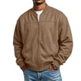 thumbnail image 2 of GrmtClth Mens Faux Suede Baseball Collar Outerwear Classic Bomber Style Full Zip Closure Ribbed Cuffs Hem Side Pockets Casual Coats, 2 of 8