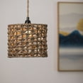 thumbnail image 4 of KUNPENG 9.5" Woven Pendant Light Shade - Vintage Boho Hand-Crafted Paper Rope Lampshade, Decorative Rattan-Style Lamp Cover for Kitchen Island, Dining Room & Nursery Decor(Natural), 4 of 5