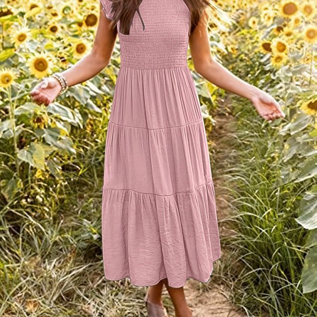Vestido De Capas Sólidas Vestido Informal Para Primavera Y Verano Ropa De Mujer