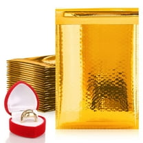 Gold Metallic Bubble Mailers, 7.25 x 11 Inches. 200 Pack Metallic Bubble Envelope Mailer. Bright Padded Envelopes Waterproof. Padded Shipping Envelopes for Fragile Things. Self Seal Mailers