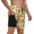 thumbnail image 3 of Picia Rose Daisy pattern Mens Swim Trunks with Compression Liner Stretch Beach Shorts Quick Dry with Zipper Pockets No-Chafing Board Shorts-Medium, 3 of 9