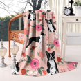 thumbnail image 2 of Boston Terrier Dog and Flower Florals Blanket,Comfortable Soft Lamb Wool Throw Blanket,All Season,Warm Lightweight Blankets for Sofa Bed Couch Living Room Chair,60"x80", 2 of 4