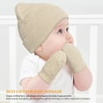 thumbnail image 3 of Newborn Baby Beanie Hat Gloves Set, Toddler Kids Solid Soft Winter Warm Knit Hat with Gloves for Unisex Boys Girls (Navy,3-24 Months), 3 of 7
