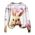 thumbnail image 5 of Women's Casual Rabbit Easter Print Round Neck Long Sleeve Hoodless Sweatshirt Top Pink S, 5 of 7