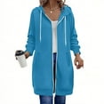 thumbnail image 2 of Cardigan Sweaters For Women Long Zip Up Double Zipper Fleece Jacket Sweatshirts Fall Winter Fashion Clothes Polyester Coats 1Pc Blue L Sweaters For Women, 2 of 8