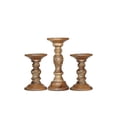 thumbnail image 2 of Traditional Wallnut Eco-friendly Handmade Mango Wood Set Of Three 6",9" & 6" Pillar Candle Holder for use, Living Room, Dinning Room, Study Room, Spa, Restaurants, Place Of Worship, etc, 2 of 4