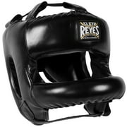Cleto Reyes Redesigned Leather Boxing Headgear with Nylon Face Bar - Black