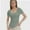 Sage green, variant on Womens Summer Short Sleeve Tops Square Neck Ribbed Slim Fitted Shirts Casual Tee Tshirt