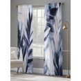 thumbnail image 4 of Navy Blue Palm Leaf Sheer Curtains 84 Inch Length 2 Panels Set, Botanical Vintage Tropical Leaves Voile Window Treatment Rod Pocket Curtains Sheers Drapes for Bedroom/Living Room/Kitchen 52"x84"x2, 4 of 7