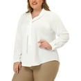 thumbnail image 4 of Agnes Orinda Women's Plus Size Tie V Neck Long Sleeve Wear-to-Work Chiffon Shirt 4X White, 4 of 7