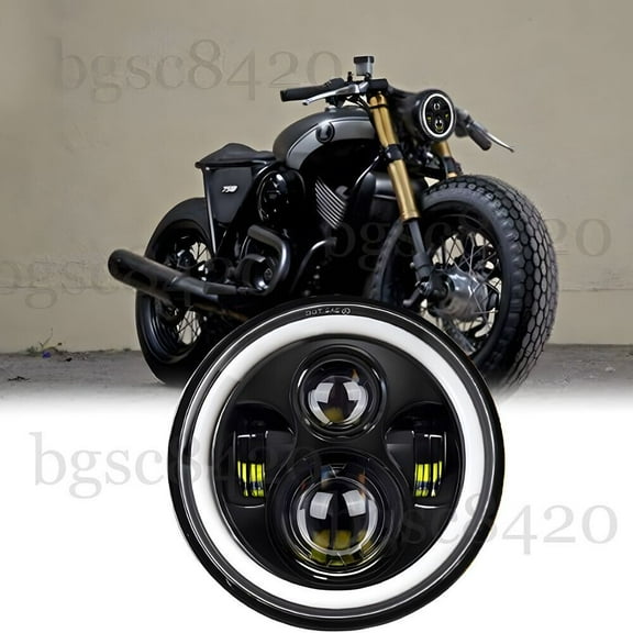 1PCS 7" Motorcycle Headlight LED Turn Signal Light For Harley Cafe Racer