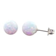 thumbnail image 1 of NUOKO Boucles d'Oreilles Wish Hotsell Pierre Naturelle Boucle d'Oreille Ronde Blanche Opale, 1 of 5