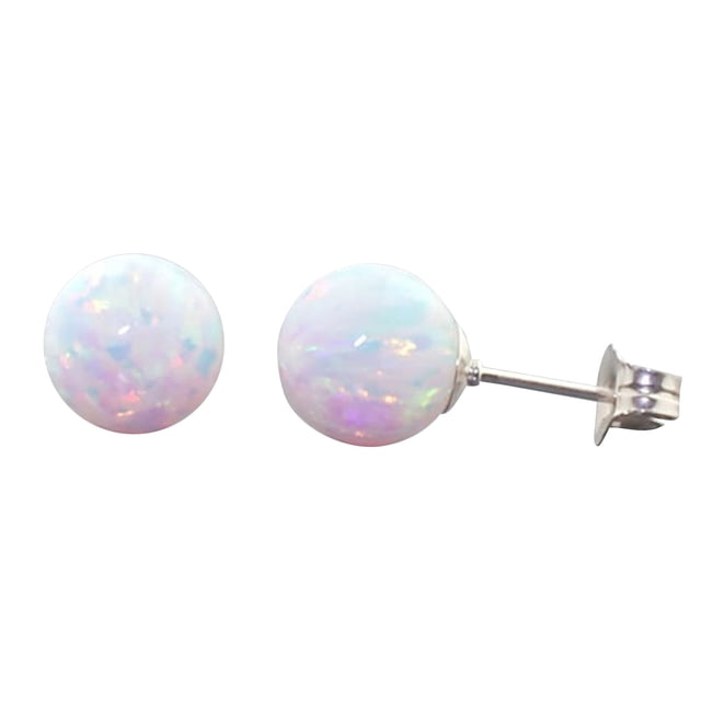 NUOKO Boucles d'Oreilles Wish Hotsell Pierre Naturelle Boucle d'Oreille Ronde Blanche Opale