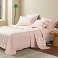 thumbnail image 2 of Regency Heights Queen Size Comforter Sets, 7-Piece Bed in a Bag Queen, Reversible Striped Comforter Bed Set with Sheets, Blush, 2 of 8