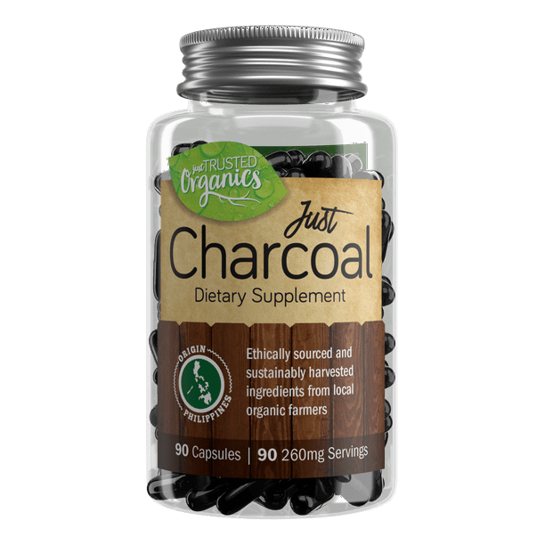 Activated Charcoal Capsules by Trusted Organics for Gut Health, Detox, Teeth Whitening, Facial