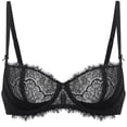 thumbnail image 1 of Sostén DOBREVA 34C Negro de Encaje Balconette Push Up Talla Grande, 1 of 7