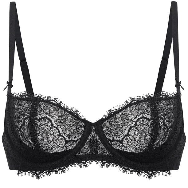 Sostén DOBREVA 34C Negro de Encaje Balconette Push Up Talla Grande