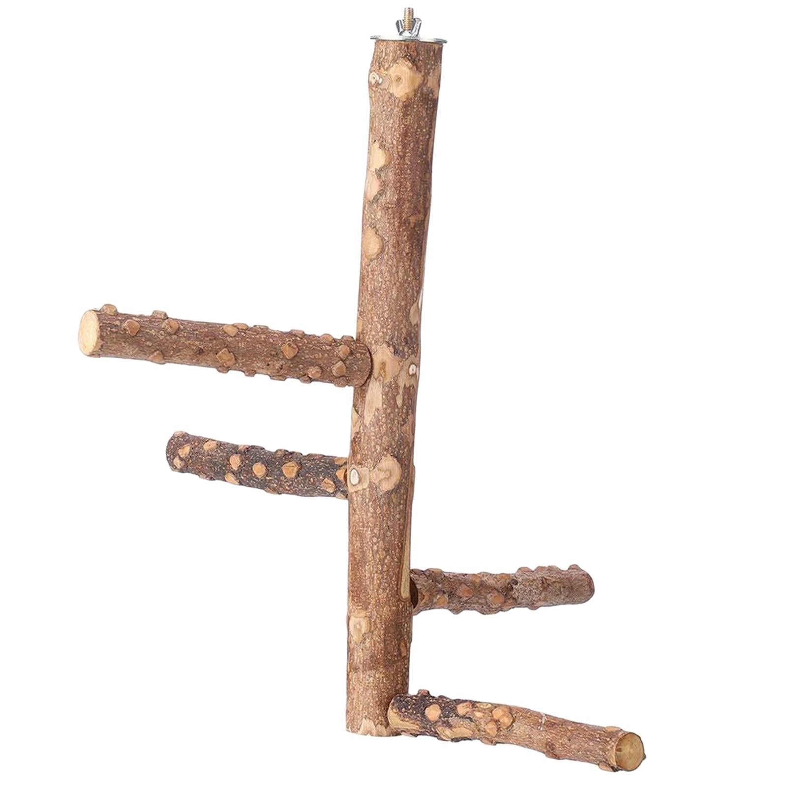 Bird Perch Stand, Parrot Stand Toy Branch Platform Paw Parakeets Cockatiels Birds Finches Cage Accessories - Brown, M 10x25cm