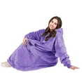 thumbnail image 2 of Tirrinia Extra long Oversized Hoodie Blanket Sweatshirt Comfortable Sherpa Giant Wearable Blankets Christmas Gifts for Adults Men Women Teenagers Wife Girlfriend Purple, 2 of 6