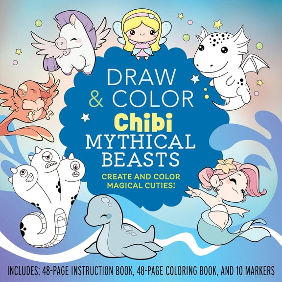 Pre-Owned Draw and Color Chibi Mythical Beasts Kit: Create and Color Magical Cuties! Includes: 48-Page Instruction Book, 48-Page Coloring Book, and 10 Markers (Misc.) 078584578X 9780785845782